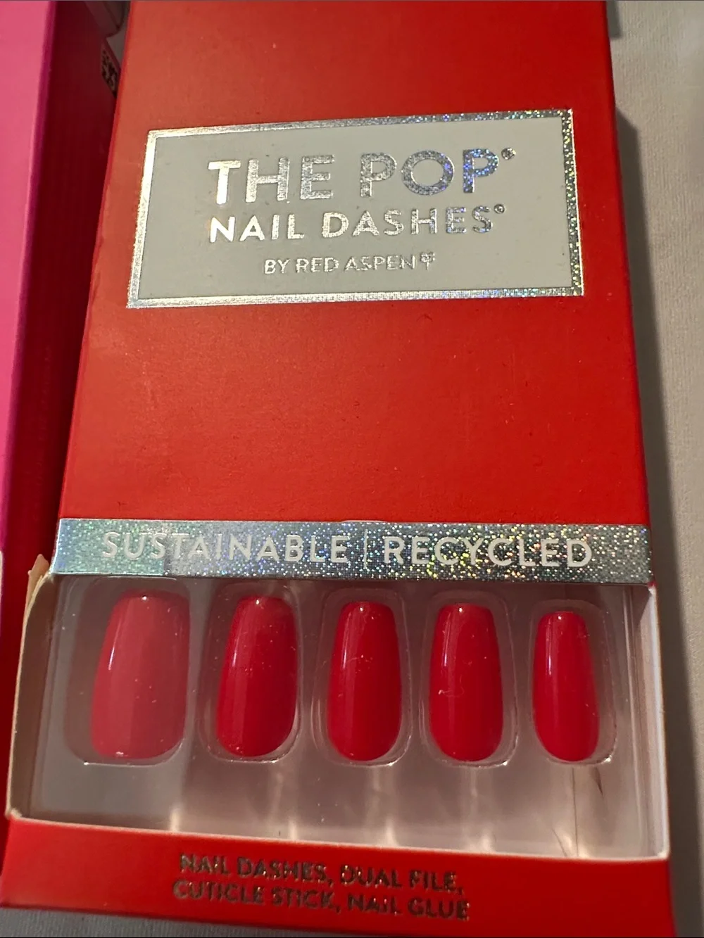 Red Aspen Nail Dashes Press-On Nails — Pink and Black Sets